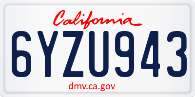 CA license plate 6YZU943