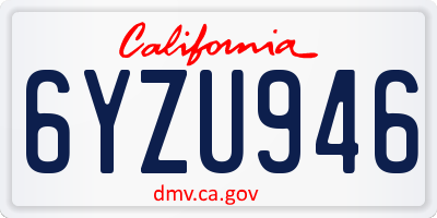 CA license plate 6YZU946