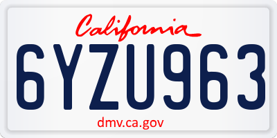 CA license plate 6YZU963