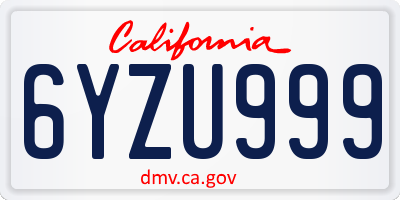 CA license plate 6YZU999