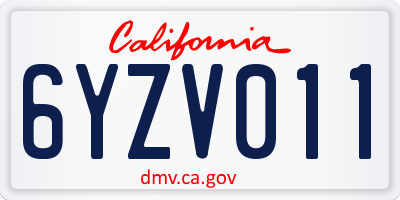 CA license plate 6YZV011