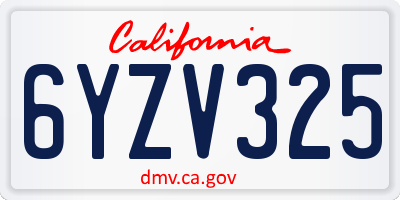 CA license plate 6YZV325