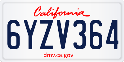 CA license plate 6YZV364