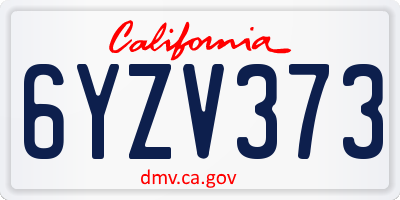 CA license plate 6YZV373