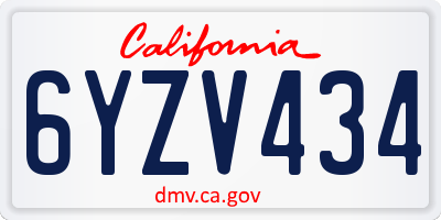 CA license plate 6YZV434