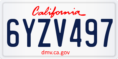CA license plate 6YZV497