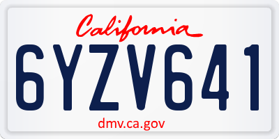 CA license plate 6YZV641