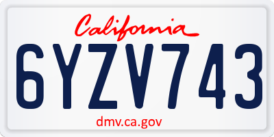 CA license plate 6YZV743