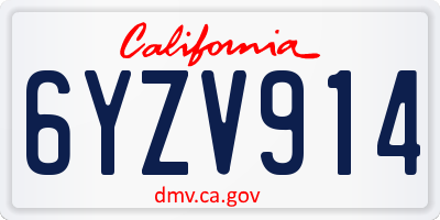 CA license plate 6YZV914