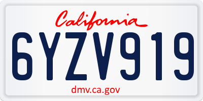 CA license plate 6YZV919