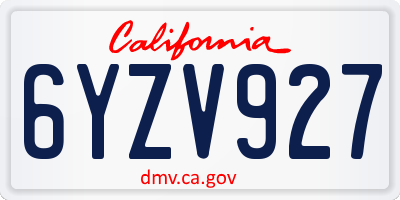 CA license plate 6YZV927