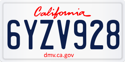 CA license plate 6YZV928