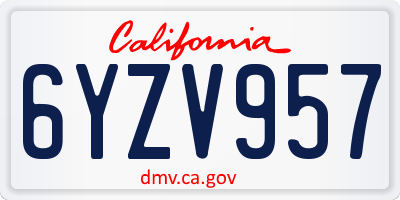 CA license plate 6YZV957