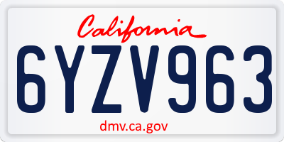 CA license plate 6YZV963