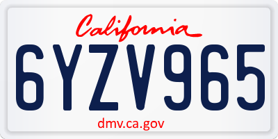 CA license plate 6YZV965