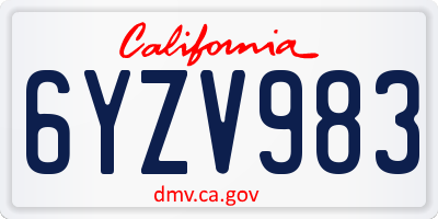 CA license plate 6YZV983