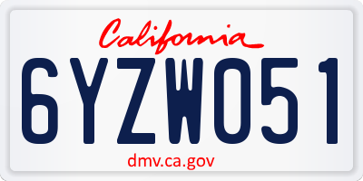 CA license plate 6YZW051