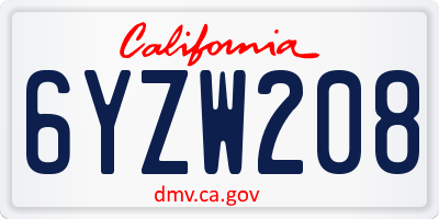 CA license plate 6YZW208