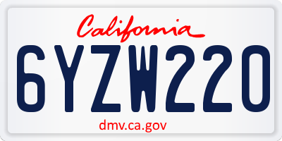 CA license plate 6YZW220