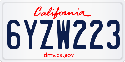 CA license plate 6YZW223