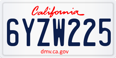 CA license plate 6YZW225
