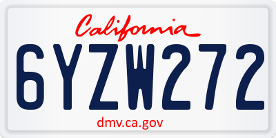 CA license plate 6YZW272