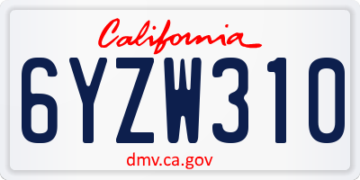 CA license plate 6YZW310