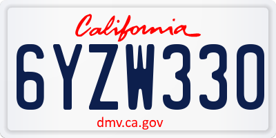 CA license plate 6YZW330