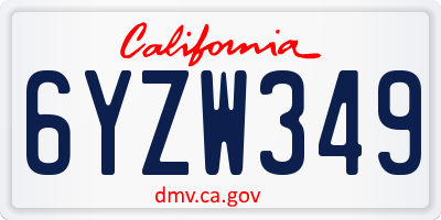 CA license plate 6YZW349