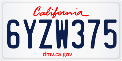 CA license plate 6YZW375