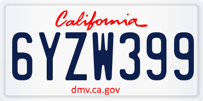 CA license plate 6YZW399