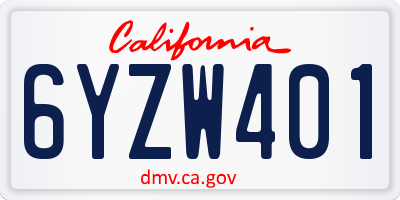 CA license plate 6YZW401