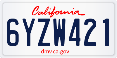 CA license plate 6YZW421
