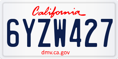 CA license plate 6YZW427