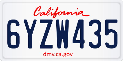 CA license plate 6YZW435
