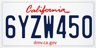 CA license plate 6YZW450