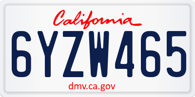 CA license plate 6YZW465