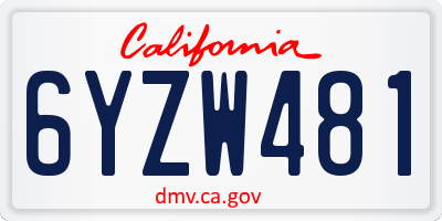 CA license plate 6YZW481