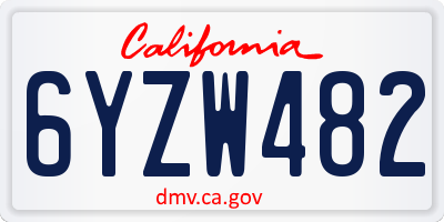 CA license plate 6YZW482