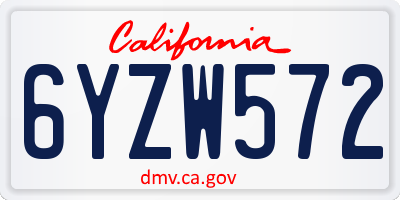 CA license plate 6YZW572