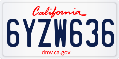 CA license plate 6YZW636