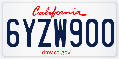CA license plate 6YZW900