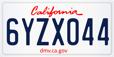 CA license plate 6YZX044