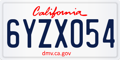CA license plate 6YZX054