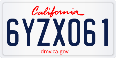 CA license plate 6YZX061