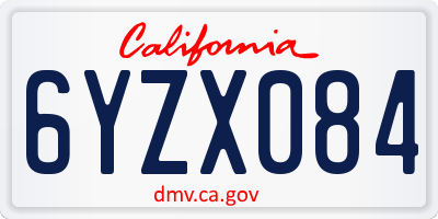 CA license plate 6YZX084
