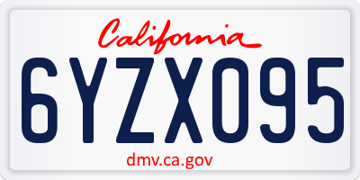 CA license plate 6YZX095