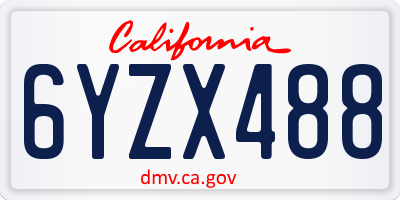 CA license plate 6YZX488