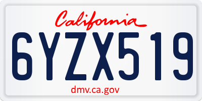 CA license plate 6YZX519