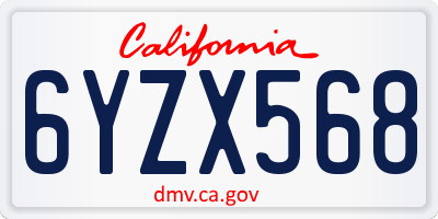 CA license plate 6YZX568